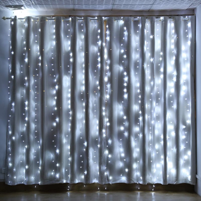IMAGE LED Fényfüggöny 6x3m - 600 LED-es Kültéri Tündérfény, 8 Világítási Móddal, IP44 Vízálló, Esküvői, Karácsonyi és Parti Dekorációhoz, Hi