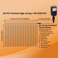 IMAGE LED Fényfüggöny 6x3m - 600 LED-es Kültéri Tündérfény, 8 Világítási Móddal, IP44 Vízálló, Esküvői, Karácsonyi és Parti Dekorációhoz, Hi 7