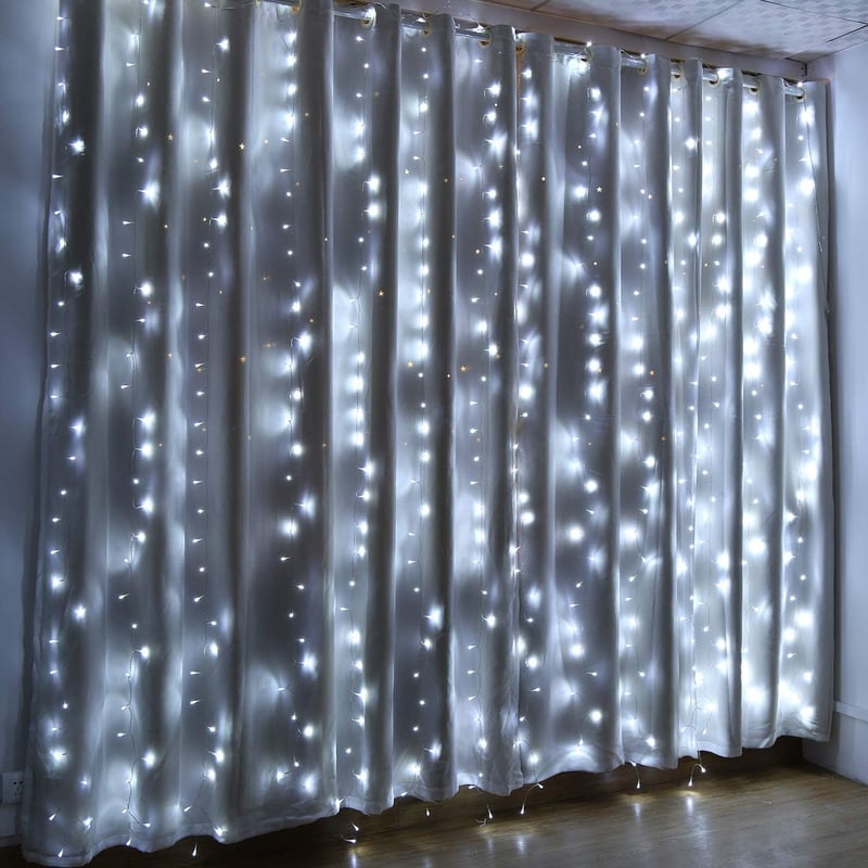 IMAGE LED Fényfüggöny 6x3m - 600 LED-es Kültéri Tündérfény, 8 Világítási Móddal, IP44 Vízálló, Esküvői, Karácsonyi és Parti Dekorációhoz, Hi