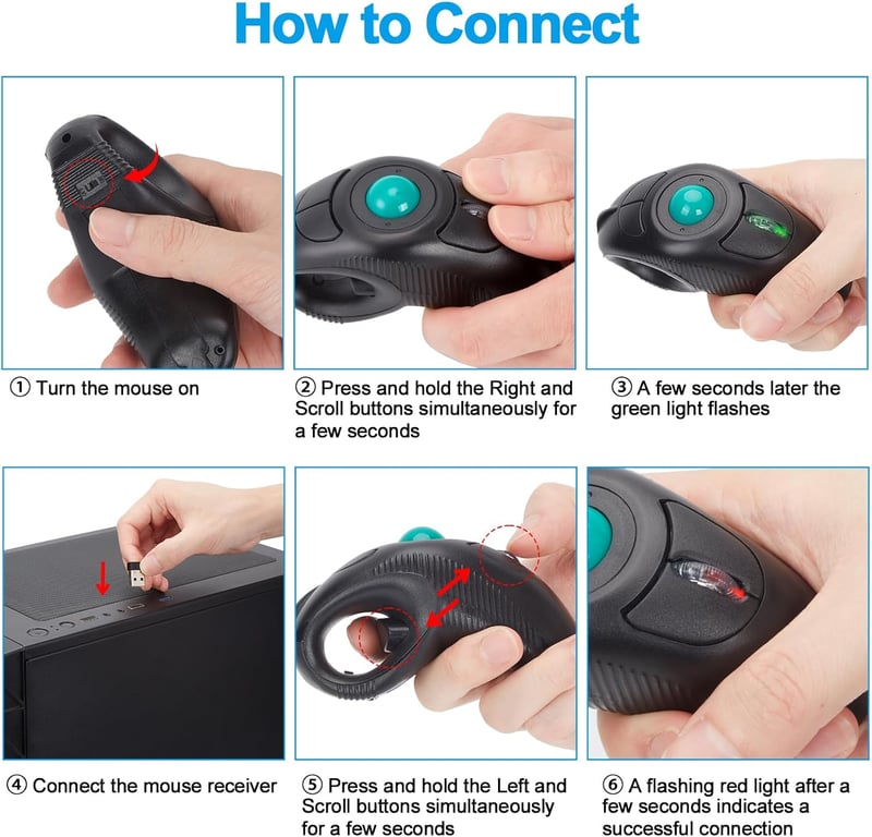IMAGE Vezeték Nélküli Trackball Egér - USB Csatlakozás, Lézeres Technológia, Kézi Irányítás, Jobb és Balkezes Használatra