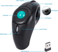 IMAGE Vezeték Nélküli Trackball Egér - USB Csatlakozás, Lézeres Technológia, Kézi Irányítás, Jobb és Balkezes Használatra 2
