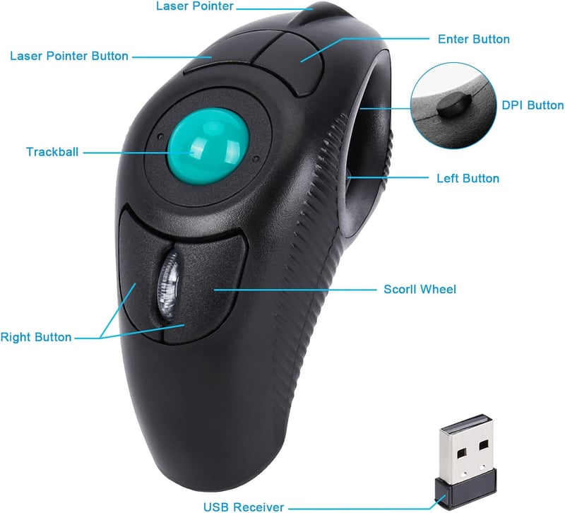 IMAGE Vezeték Nélküli Trackball Egér - USB Csatlakozás, Lézeres Technológia, Kézi Irányítás, Jobb és Balkezes Használatra