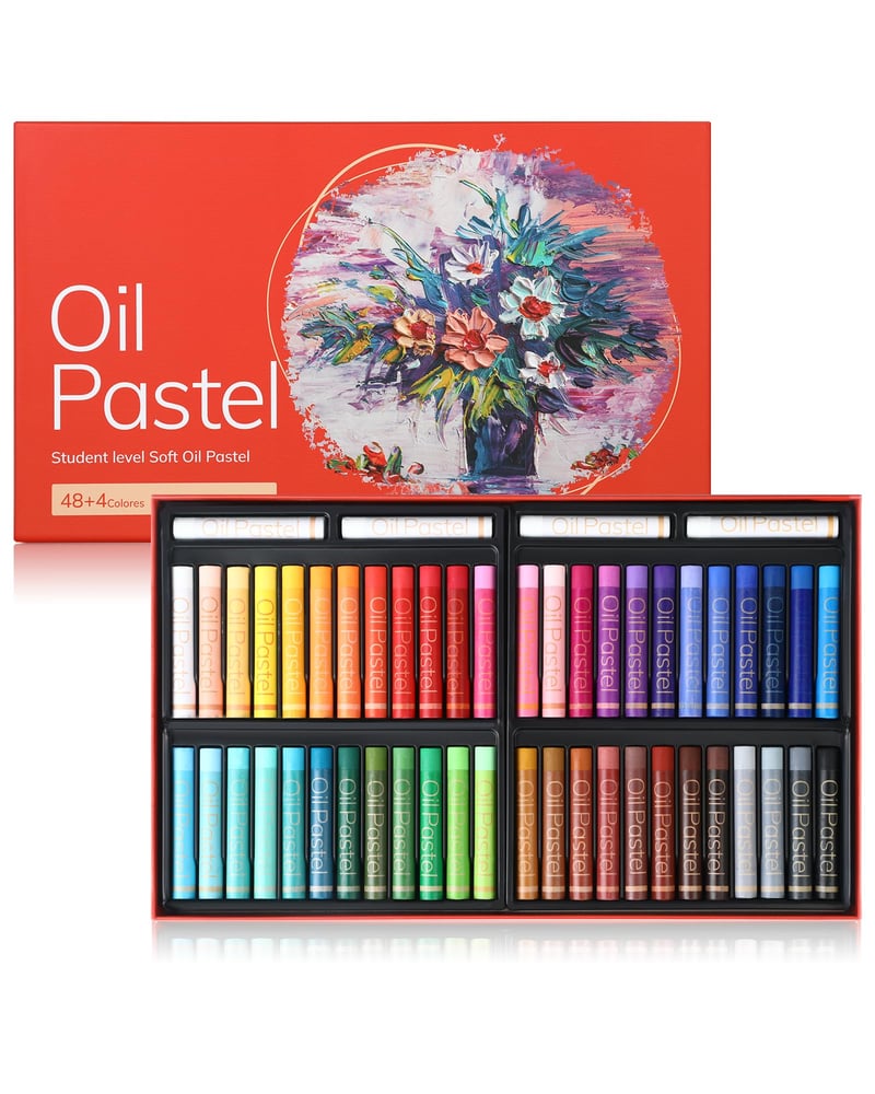 IMALPQPP Cretă pastel cu ulei 48+4 culori alb, extra moale, ușor de amestecat și de nuanțat, pastel cu ulei durabil pentru artiști și studenți