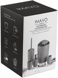 IMAVO 6 részes fürdőszobai kiegészítő szett, fogkefetartó, szappandózó, WC kefe tartó, apricot 8
