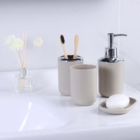 IMAVO 6 részes fürdőszobai kiegészítő szett, fogkefetartó, szappandózó, WC kefe tartó, apricot 5