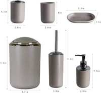 IMAVO 6 részes fürdőszobai kiegészítő szett, fogkefetartó, szappandózó, WC kefe tartó, apricot 3