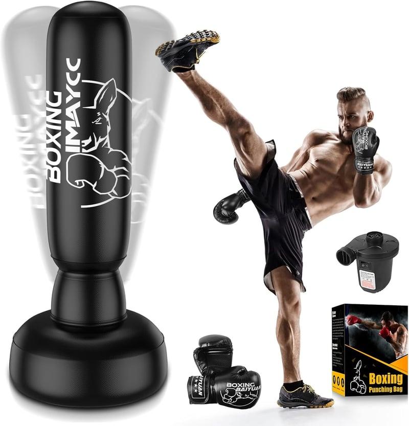 IMAYCC 180cm Álló Boxzsák Felnőtteknek és Fiataloknak, Edzéshez Kickbox Muay Thai MMA