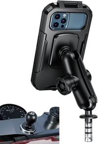 iMESTOU Vízálló motoros villaszár labda telefon tartó 1 inch B méret dupla alkar alumínium golyós talp lopásbiztos 5,5 6,8 colos L 1