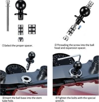 iMESTOU Vízálló motoros villaszár labda telefon tartó 1 inch B méret dupla alkar alumínium golyós talp lopásbiztos 5,5 6,8 colos L 7