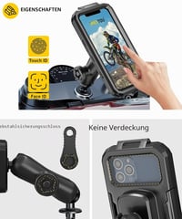 iMESTOU Vízálló motoros villaszár labda telefon tartó 1 inch B méret dupla alkar alumínium golyós talp lopásbiztos 5,5 6,8 colos L 3