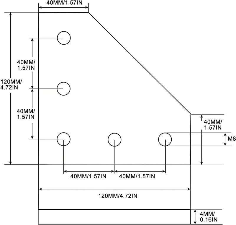 iMetrx Alumínium Profil Összekötő 40x40mm L-alakú 8db + M8 Csavar és Anya Szett