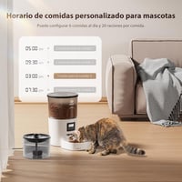 IMIPAW Automata Macska Etetőgép és Vízadagoló, Programozható Száraztáp Adagoló 1-6 Étkezés Naponta, 3L Szűrős Ivókút Fehér 2