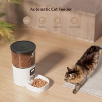 IMIPAW Automata Macska Etetőgép és Vízadagoló, Programozható Száraztáp Adagoló 1-6 Étkezés Naponta, 3L Szűrős Ivókút Fehér 3