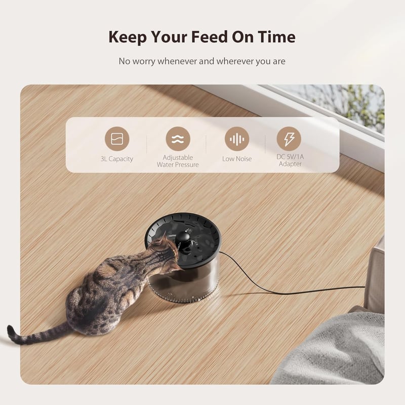IMIPAW Automata Macska Etetőgép és Vízadagoló, Programozható Száraztáp Adagoló 1-6 Étkezés Naponta, 3L Szűrős Ivókút Fehér