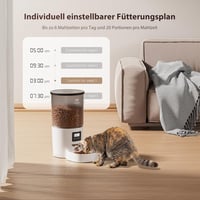 IMIPAW Automata Macska Etetőgép Programozható Időzítővel, 1-6 Étkezés Naponta, Macskák és Kutyák Számára, Fehér 5L 2