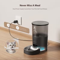 IMIPAW Automata Macskaetető WiFi Applikációs Vezérléssel, Programozható Száraztáp Adagoló Macskáknak és Kis Kutyáknak, Fekete 7