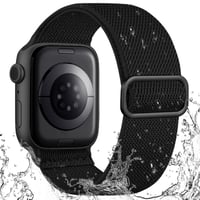 Športový remienok IMIVIO pre Apple Watch 42/44/45/46/49 mm, čierny elastický nylonový loop, kompatibilný s iWatch Series 11, 10, 9, 8, 7, 6, 5, 4, 3, SE a Ultra 1