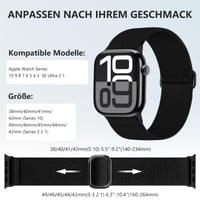Športový remienok IMIVIO pre Apple Watch 42/44/45/46/49 mm, čierny elastický nylonový loop, kompatibilný s iWatch Series 11, 10, 9, 8, 7, 6, 5, 4, 3, SE a Ultra 4