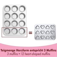 Sada foriem na muffiny Immer z nehrdzavejúcej ocele – 12 foriem na muffiny a mini srdiečka – bez PFAS, bez povrchovej úpravy, vhodné do umývačky riadu, 2 ks 5