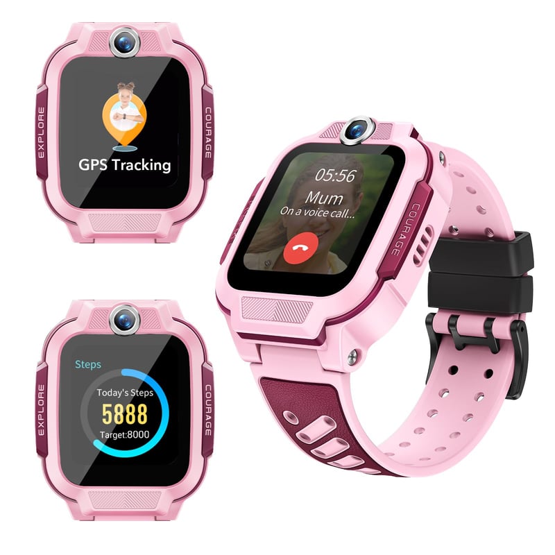 Detské inteligentné hodinky imoo Z3 s GPS a telefónom, 4G videohovory so SIM kartou, ružové, vodotesnosť IP68, SOS, režim v triede, 1,5" displej, 8 GB