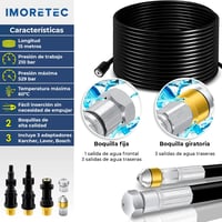 ImoreTEC 15m Csatornatakarító Cső 210 bar Kärcher K2-K7 Lavor Bosch AQT Kompatibilis 3