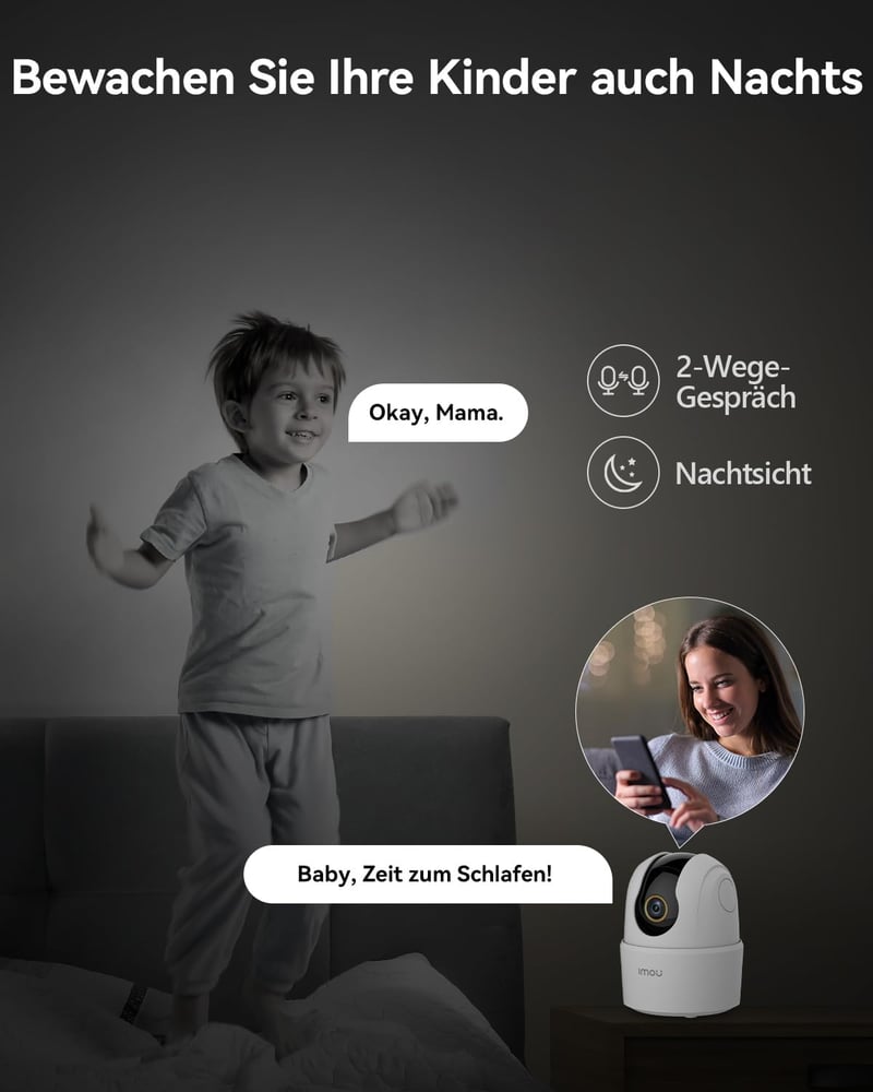 Imou 2.5K WiFi Biztonsági Kamera 360° Forgatható, Éjjellátó, Kétirányú Hang, Mozgásérzékelés - Ranger 2c 4mp