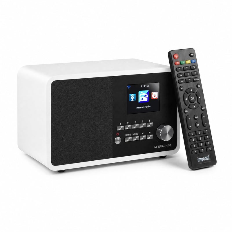 Internetové rádio Imperial i110 s farebným TFT displejom, WLAN, linkovým výstupom, napájacím adaptérom, biela farba - 22-322-00