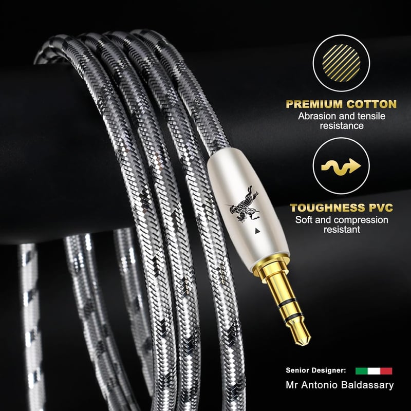 Impeto 3.5mm Aux kábel 90 fokos csatlakozóval, 0.5m Hi-Fi audiophile