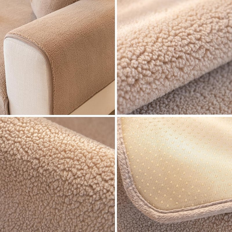 Husă de canapea din catifea IMSGVIFO, antiderapantă, pentru canapea în formă de L și colțar - 70 x 120 cm, Culoare: Cafea.