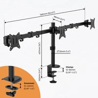 IMtKotW 3 monitoros asztali tartó 17-27 hüvelykes lapos és ívelt képernyőhöz VESA 75x75 100x100 6