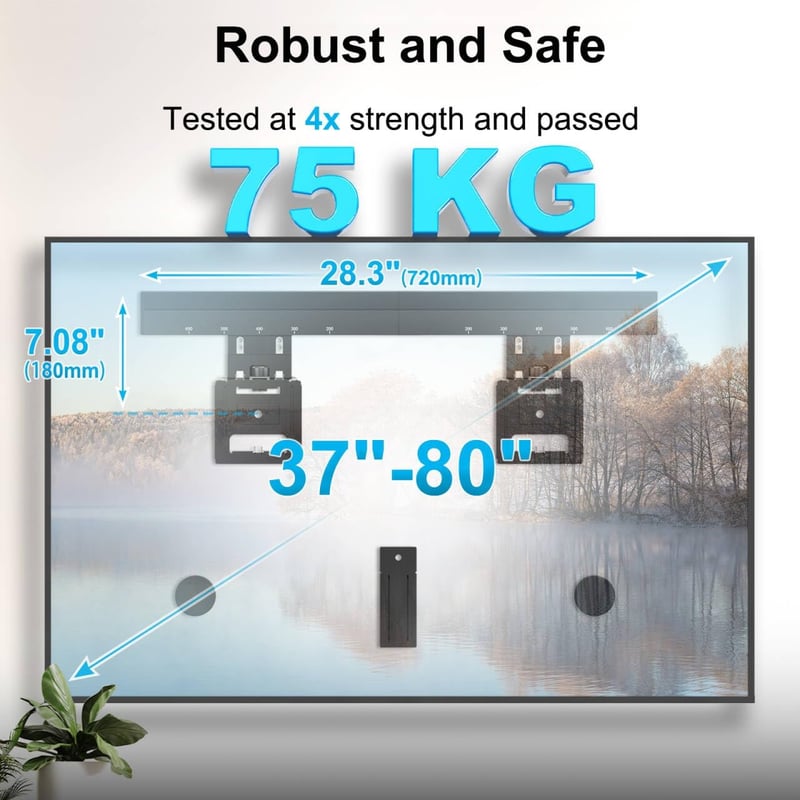 IMtKotW Ultra Slim TV fali tartó 37-80 colos tévéhez, 75 kg, VESA 600x400