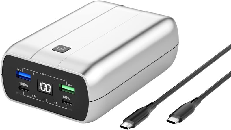 imuto 27200mAh Powerbank 100W USB C PD3.0 Gyorstöltő, 4 Portos Hordozható Külső Akkumulátor Digitális Kijelzővel iPhone 11-15 Pro Max, iPad,
