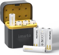 iMuto újratölthető AA lítium elem 8 db - 1,5 V 3600 mWh - fekete LED töltővel 1