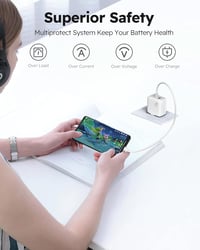 imuto USB-C Töltő 2 Port PD3.0/QC3.0 Laptop és Telefon Gyorstöltő 5