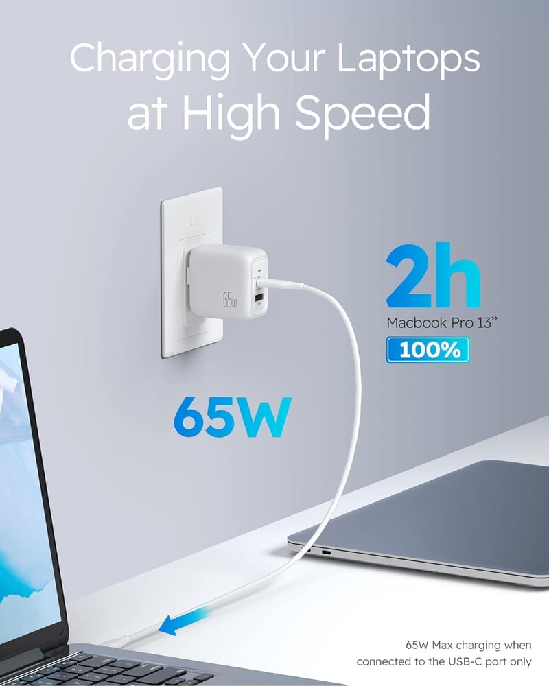 imuto USB-C Töltő 2 Port PD3.0/QC3.0 Laptop és Telefon Gyorstöltő