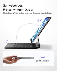 Inateck NeoMagic KB09119 mágneses billentyűzetes tok iPad Air 11" M3/M2 és iPad Pro 11" készülékekhez, 7 színű háttérvilágítás 3