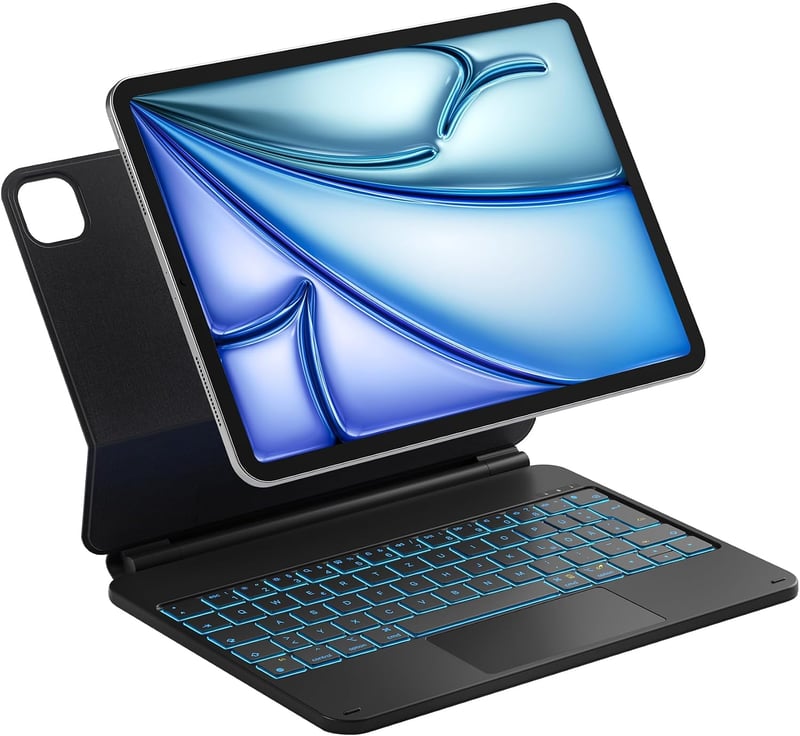 Inateck NeoMagic KB09119 mágneses billentyűzetes tok iPad Air 11" M3/M2 és iPad Pro 11" készülékekhez, 7 színű háttérvilágítás