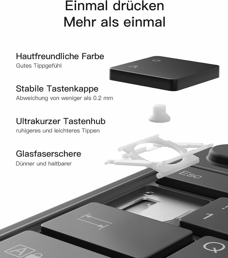 Inateck Surface Pro 9 Billentyűzet QWERTZ Touchpad-dal és 7 Színű Háttérvilágítással