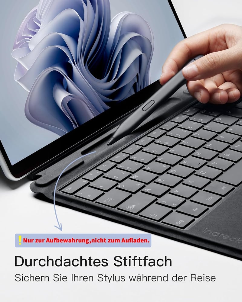 Inateck Surface Pro 9 Billentyűzet QWERTZ Touchpad-dal és 7 Színű Háttérvilágítással