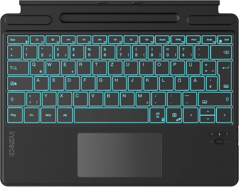 Inateck Surface Pro 9 Billentyűzet QWERTZ Touchpad-dal és 7 Színű Háttérvilágítással