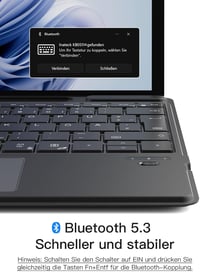 Inateck Surface Pro 9 Billentyűzet QWERTZ Touchpad-dal és 7 Színű Háttérvilágítással 8