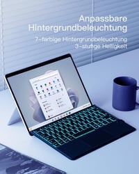 Inateck Surface Pro 9 Billentyűzet QWERTZ Touchpad-dal és 7 Színű Háttérvilágítással 5