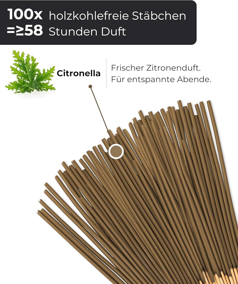 Incensera Citronella Füstölő Pálcika 100db - Kert, Terasz és Kempingezéshez