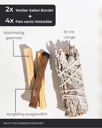 Incensera Palo Santo és White Sage füstölő szett - 2 db fehér zsálya, 4 db palo santo 5