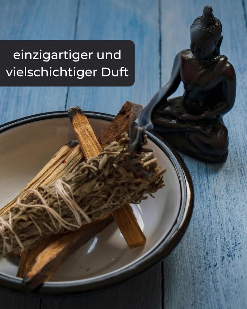 Incensera Palo Santo és White Sage füstölő szett - 2 db fehér zsálya, 4 db palo santo