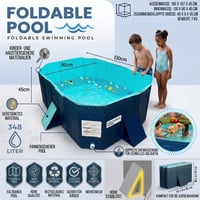 INDUSTEX Skladací detský bazén 130x90x45 cm, prenosný bazén pre psov, vaňa, pre stredne veľké domáce zvieratá 2