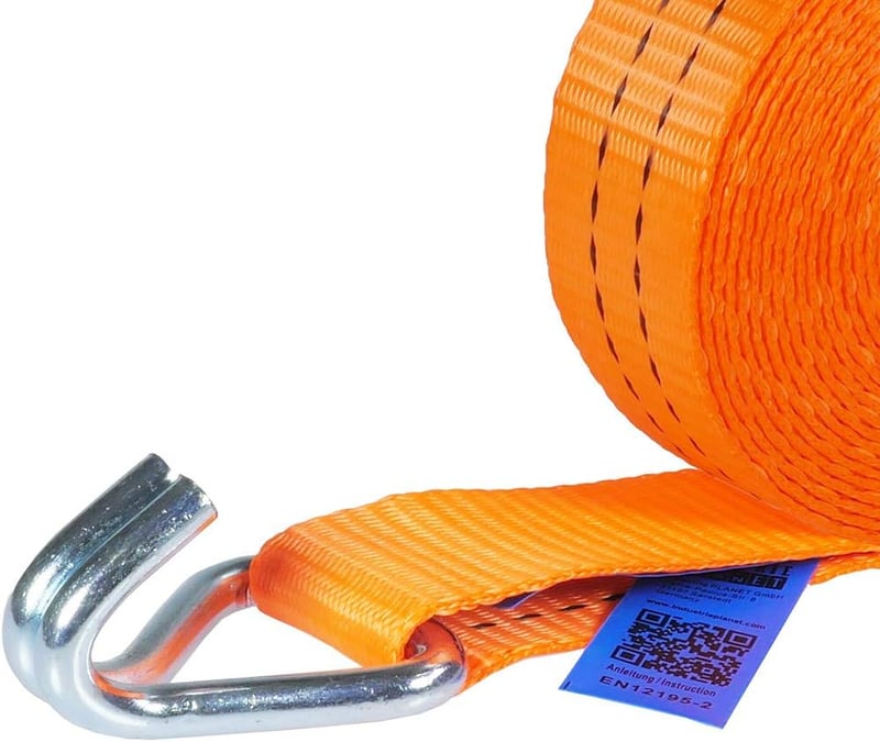 INDUSTRIE PLANET 4 db 2000 kg teherbírású rögzítő heveder csörlővel, 6 m hosszú, kampós, narancssárga, 35 mm széles, 2t