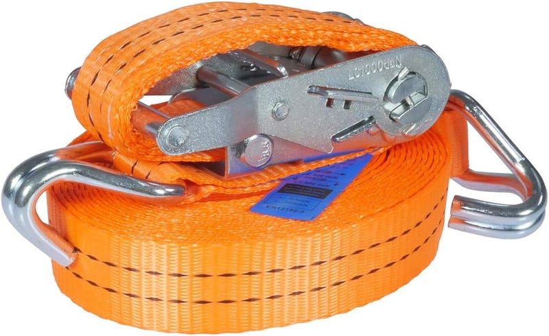 INDUSTRIE PLANET 4 db 2000 kg teherbírású rögzítő heveder csörlővel, 6 m hosszú, kampós, narancssárga, 35 mm széles, 2t
