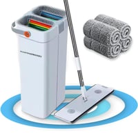 Mop cu rotire 360 de grade Industry Rainbow XL cu cap auto-drenant și găleată dublă, cu lavetă din microfibră antiderapantă pentru curățarea pardoselilor, gresiei și pereților 1