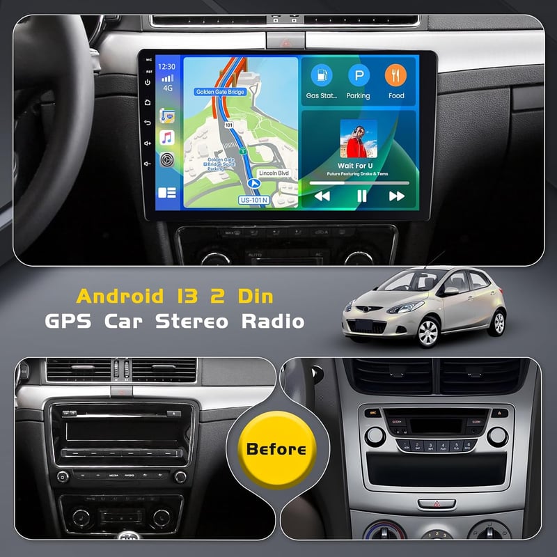 Inefala 2024 9" Android 13 Autórádió 4GB+64GB CarPlay GPS WiFi